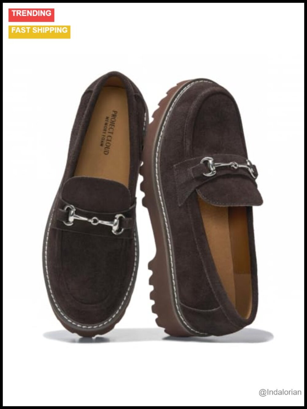 Genuine Leather Loafers Women Horsebit Memory Foam Slip-On Chunky